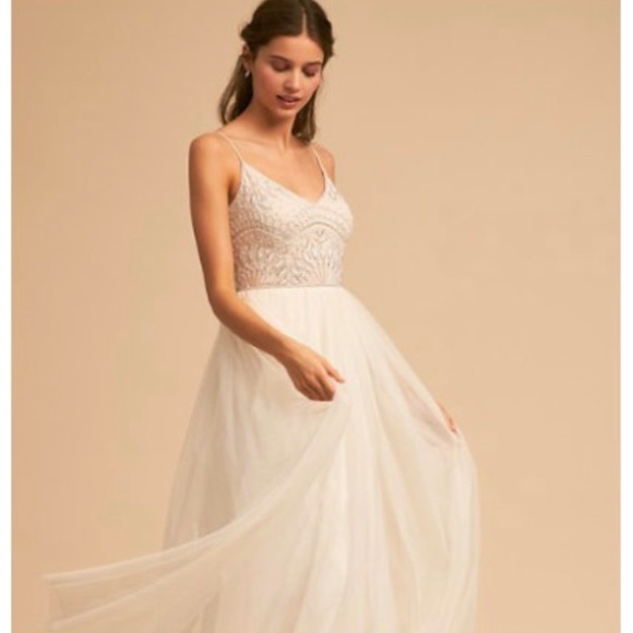 BHLDN Violetta by Adrianna Papell Beaded Gown | White | Size 2 | NWT - Picture 1 of 13